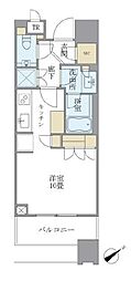 ブリリアタワーズ目黒サウスレジデンス ワンルームの間取図画像