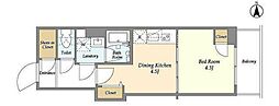 クラリティア入谷 1DKの間取図画像