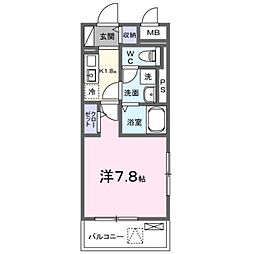 ブルーラグーン 1階1Kの間取り