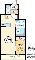 ラウレア興宮 1LDKの間取図画像