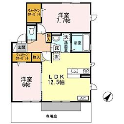 アドミラブールりんくう 1階2LDKの間取り