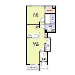 （仮称）足立区六木3丁目計画 1階1LDKの間取り