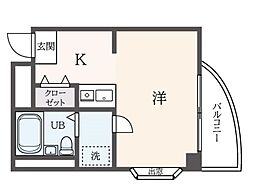 グラン向ヶ丘遊園 ワンルームの間取図画像
