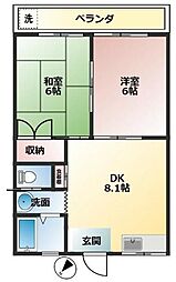 ガーデンハイツ 2DKの間取図画像
