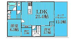 ルミエール山王 1DKの間取図画像