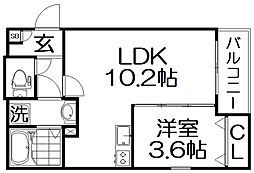 (仮称)ジーメゾン枚方走谷ルクシエ 1LDKの間取図画像