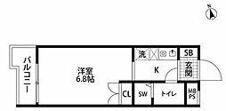 ハイム・ペルレ ワンルームの間取図画像
