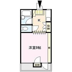 メディカルコーポI 2階1Kの間取り