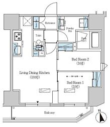 アーバネックス上野 2LDKの間取図画像