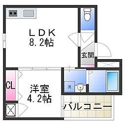 メゾンルシーヌ矢田 1LDKの間取図画像
