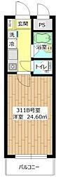 山王ハマセイホウ ワンルームの間取図画像