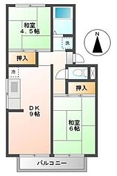 小川コーポ 2DKの間取図画像
