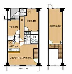 小田急多摩線 はるひ野駅 徒歩2分の賃貸マンション 4階3LDKの間取り