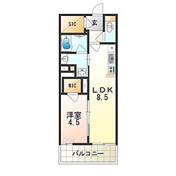 THEPHOERMETENNOJIEAST 1LDKの間取図画像
