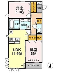 サーフィスポート滝の川1 2LDKの間取図画像