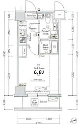 XEBECIkegami 1Kの間取図画像