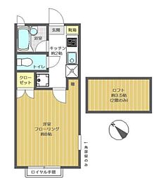 リリーテラスＢ 2階1Kの間取り