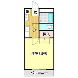 グランディール羽鳥 1Kの間取図画像
