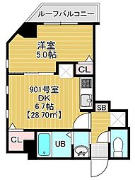 ソラトワーヌ 1DKの間取図画像