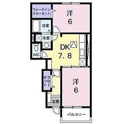 カーサ・アバンツァート 2DKの間取図画像