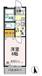 マーブルコート 1Kの間取図画像
