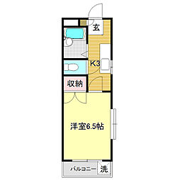 ピュア高須2 1Kの間取図画像
