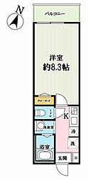 キャメルせんげん台4 1Kの間取図画像
