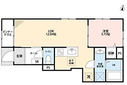リーブルファイン緑区中野田II 1LDKの間取図画像