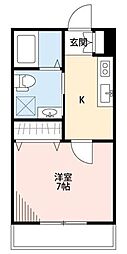 ボヌール北谷 1Kの間取図画像