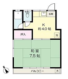 コーポ吉田 1Kの間取図画像