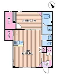 シュバーンII 1階1LDKの間取り
