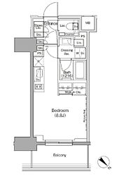 ザ・パークハビオ月島フロント ワンルームの間取図画像