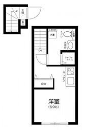 京急本線 大森町駅 徒歩10分の賃貸マンション 2階ワンルームの間取り
