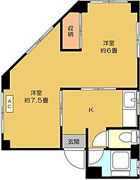 メゾン王子2 1Kの間取図画像