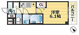 ファステート神戸サルビア 5階1Kの間取り