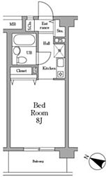 ミレニアム北浦和 1階ワンルームの間取り