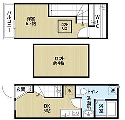 オラティエ金町 1階1DKの間取り