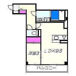 パーシモン中もず 1LDKの間取図画像