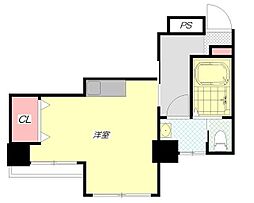 野畑ビル 2階1Kの間取り