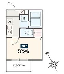 ゴールデンハウス平井 2階1Kの間取り