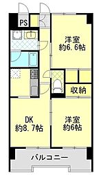 レジデンス奥戸 2DKの間取図画像