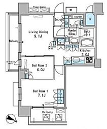 パークアクシス東十条 2LDKの間取図画像