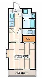 クラージュ 1Kの間取図画像