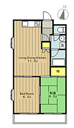 グレンジ橋本 2階2LDKの間取り