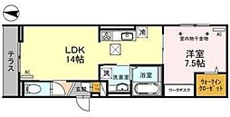 Dアヴァンスレイクタウン 1LDKの間取図画像