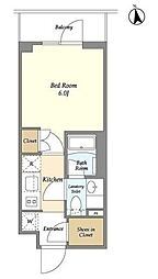 オーキッドレジデンス品川中延 1Kの間取図画像