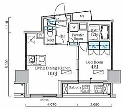 レジディア九段下2 1LDKの間取図画像