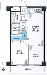 ポートハイム弘明寺第一 2DKの間取図画像