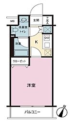 パークサイド九段 ワンルームの間取図画像