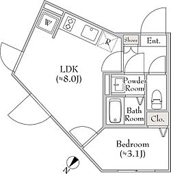 ルミークアン用賀 1LDKの間取図画像